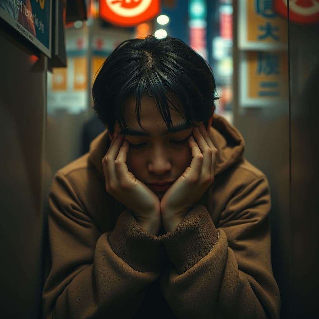 A person feeling overwhelmed and isolated, representing autistic burnout.