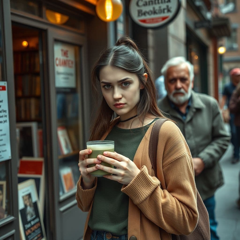 Frustrated customer standing outside a local business on a public sidewalk.