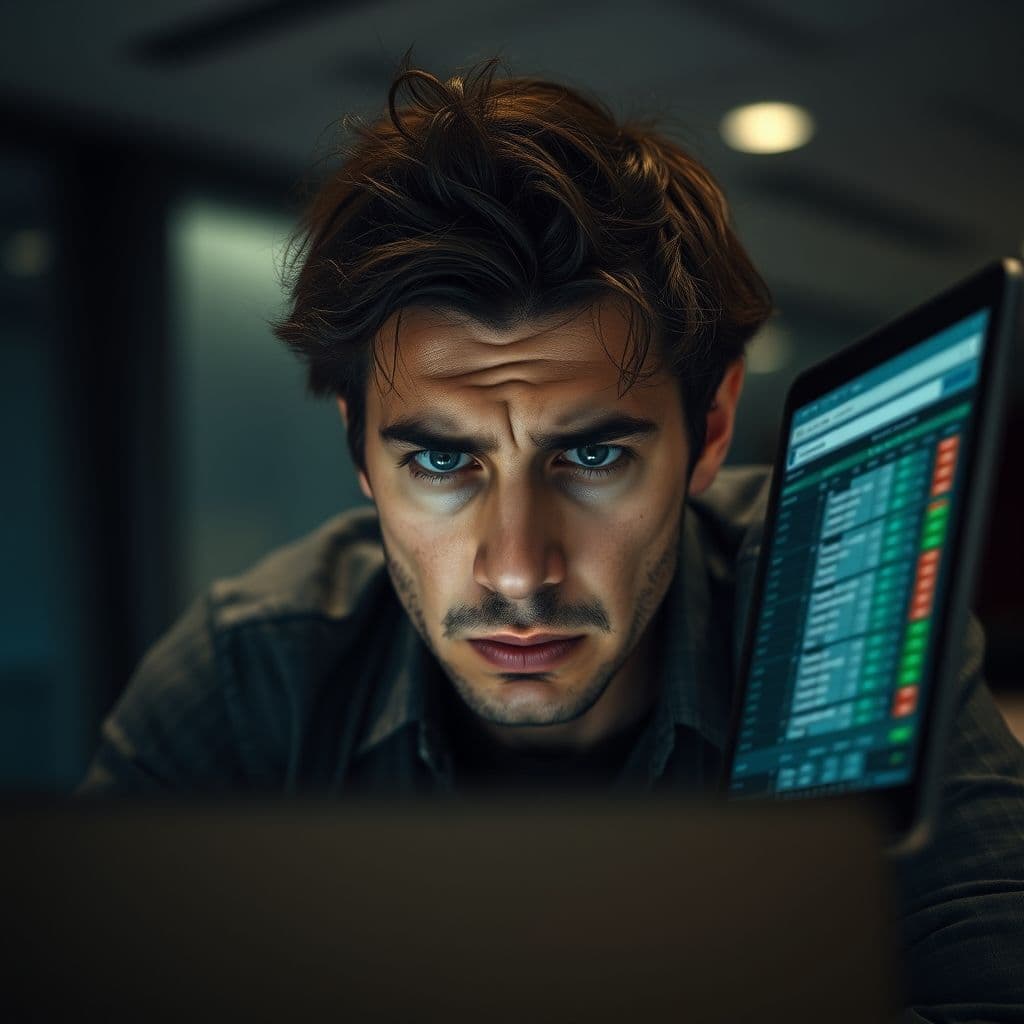 A frustrated person trying to manually track time in a spreadsheet.