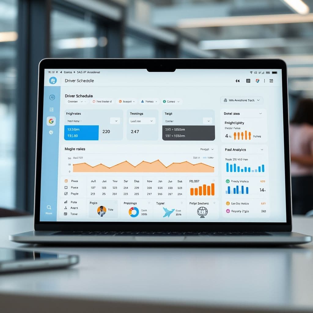 A sleek dashboard of a trucking management SaaS platform.