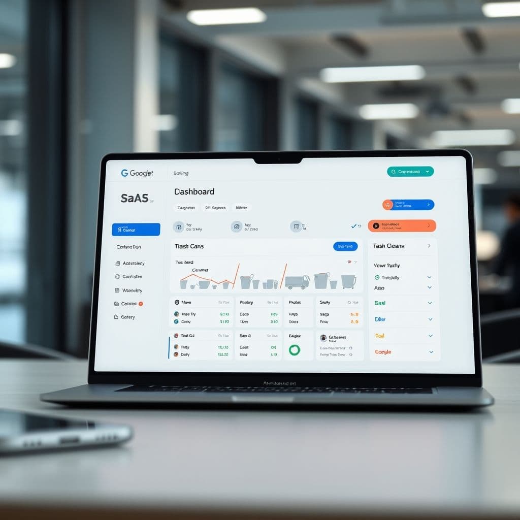 A mock-up of a SaaS dashboard for trash can cleaning services.