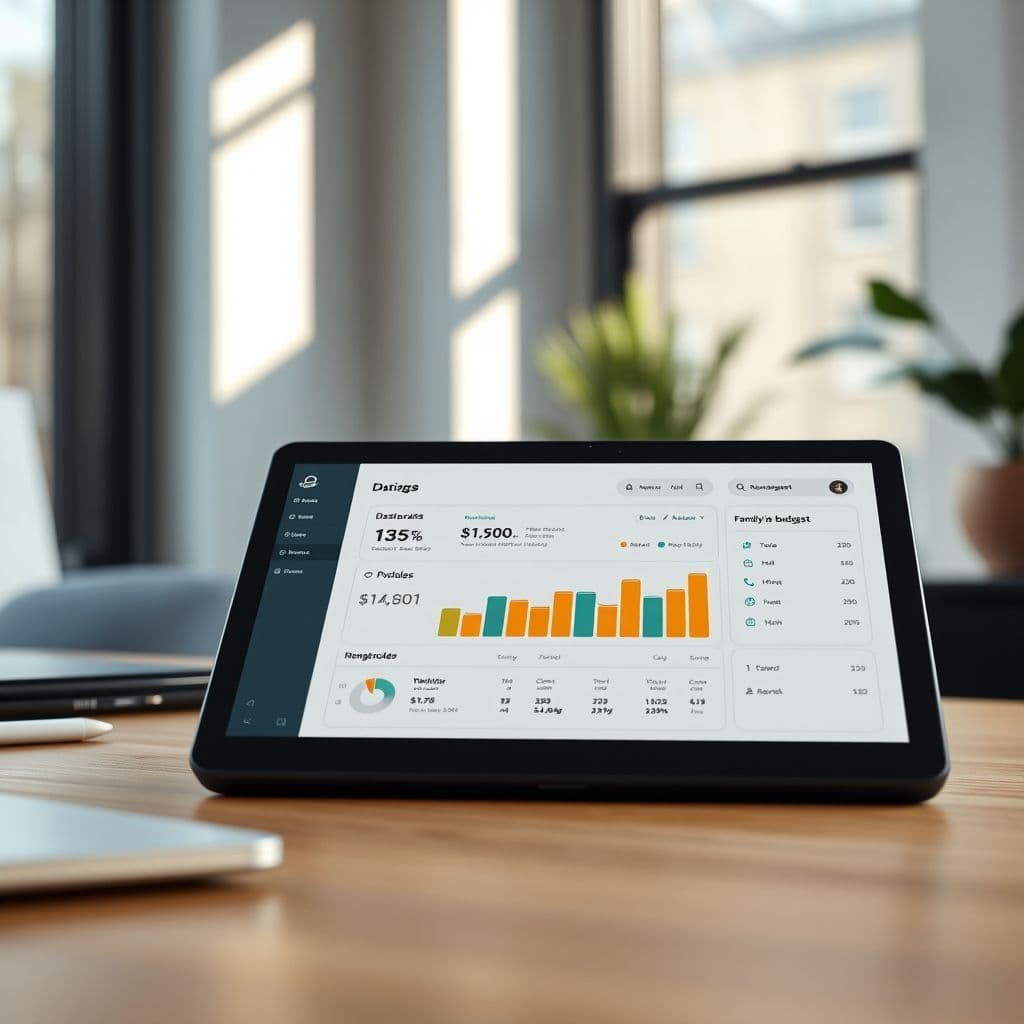 A mock-up of a family budgeting app interface.