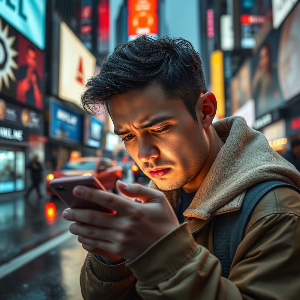 A frustrated user struggling with a personal finance app on their phone.