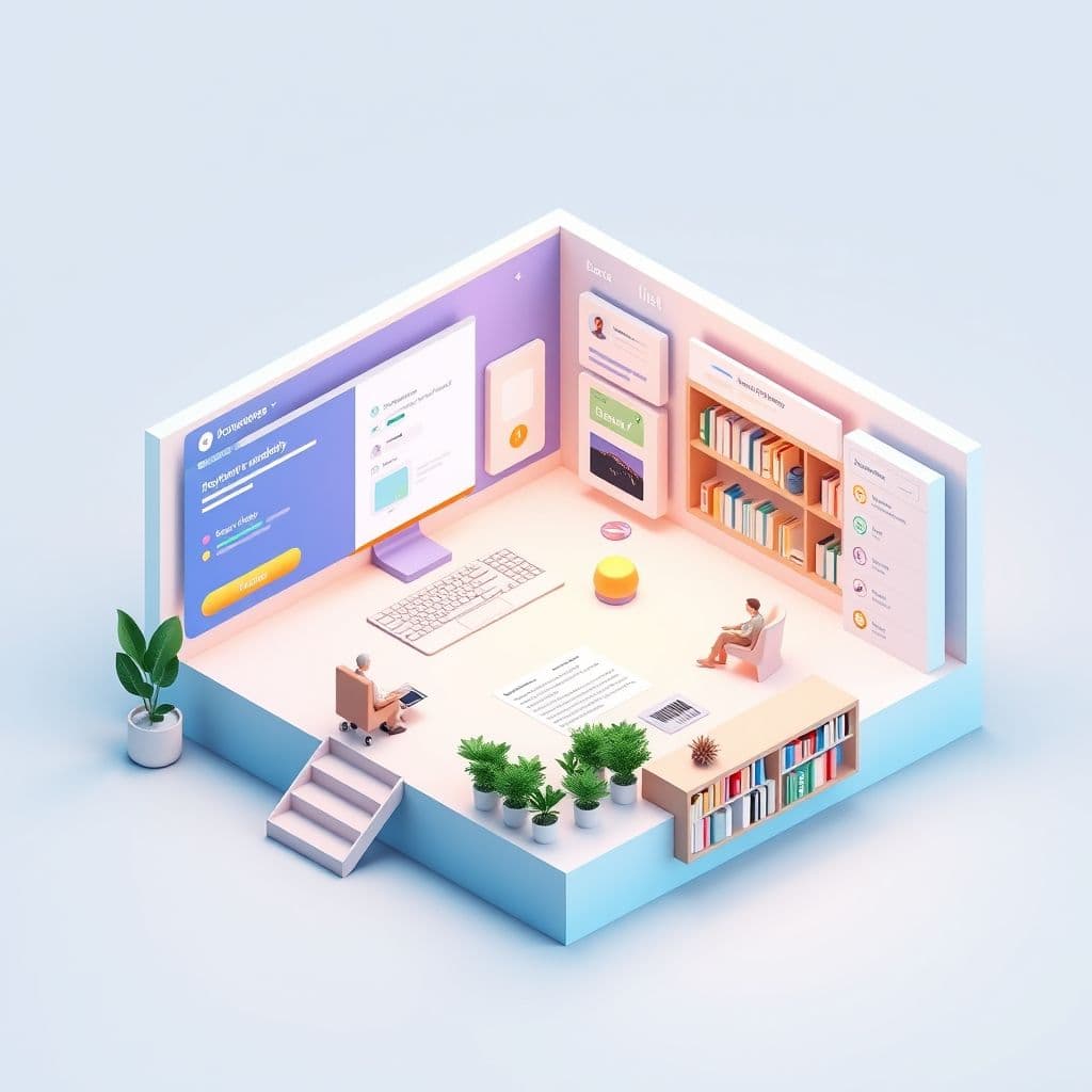 Conceptual interface of a digital marketing learning platform.