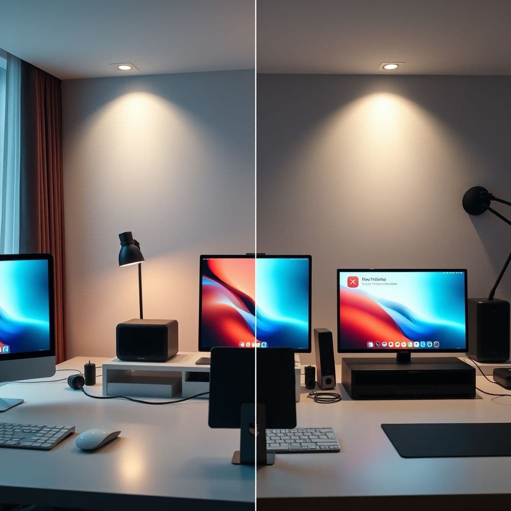 Comparison showing Apple ecosystem working smoothly while other devices remain disconnected