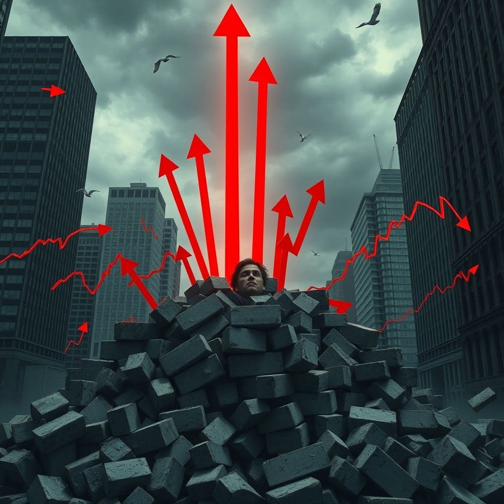 Visualization of compounding student loan interest overwhelming a borrower