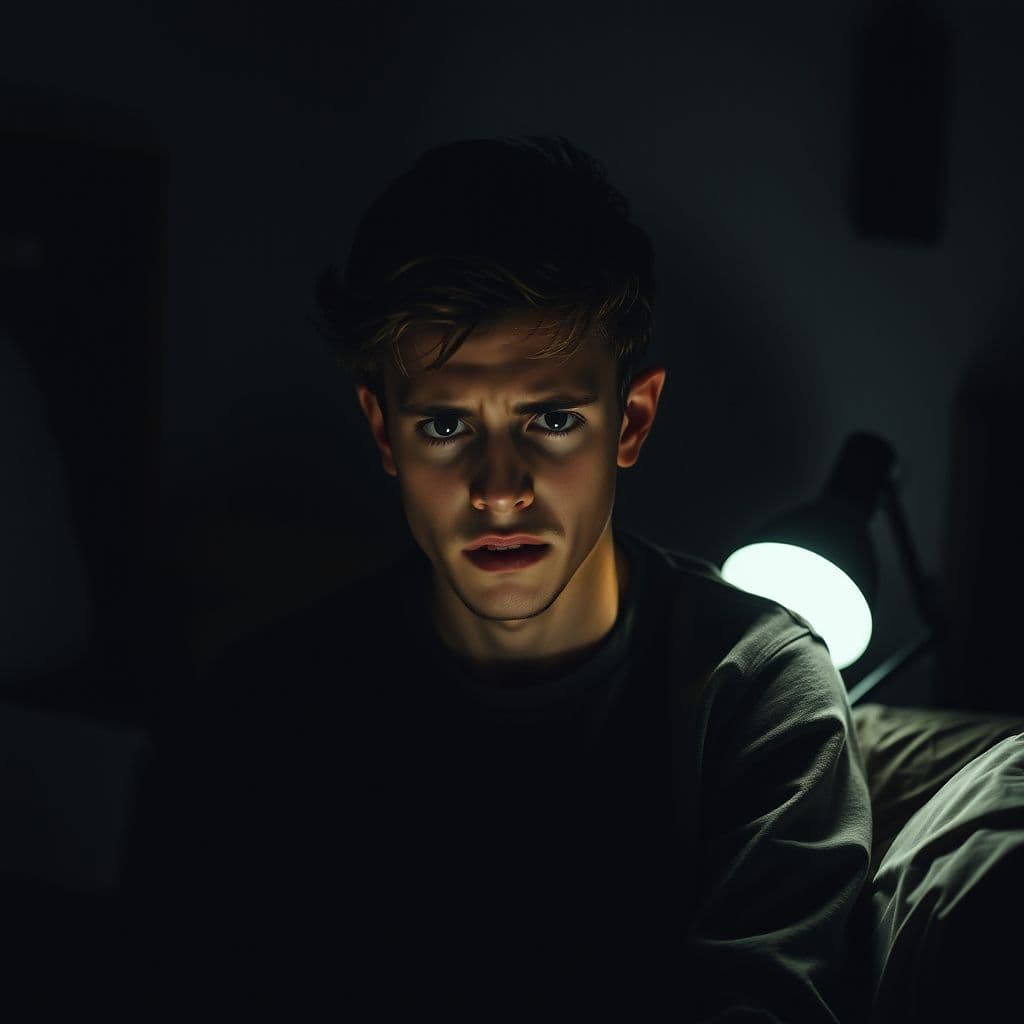 A frustrated young adult struggling with financial management.