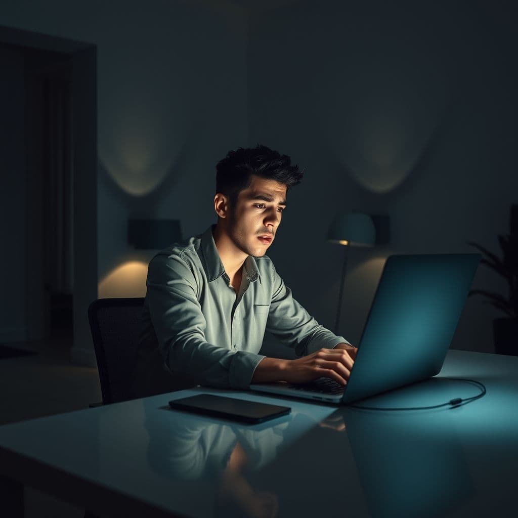 A frustrated beginner struggling to market digital products online.