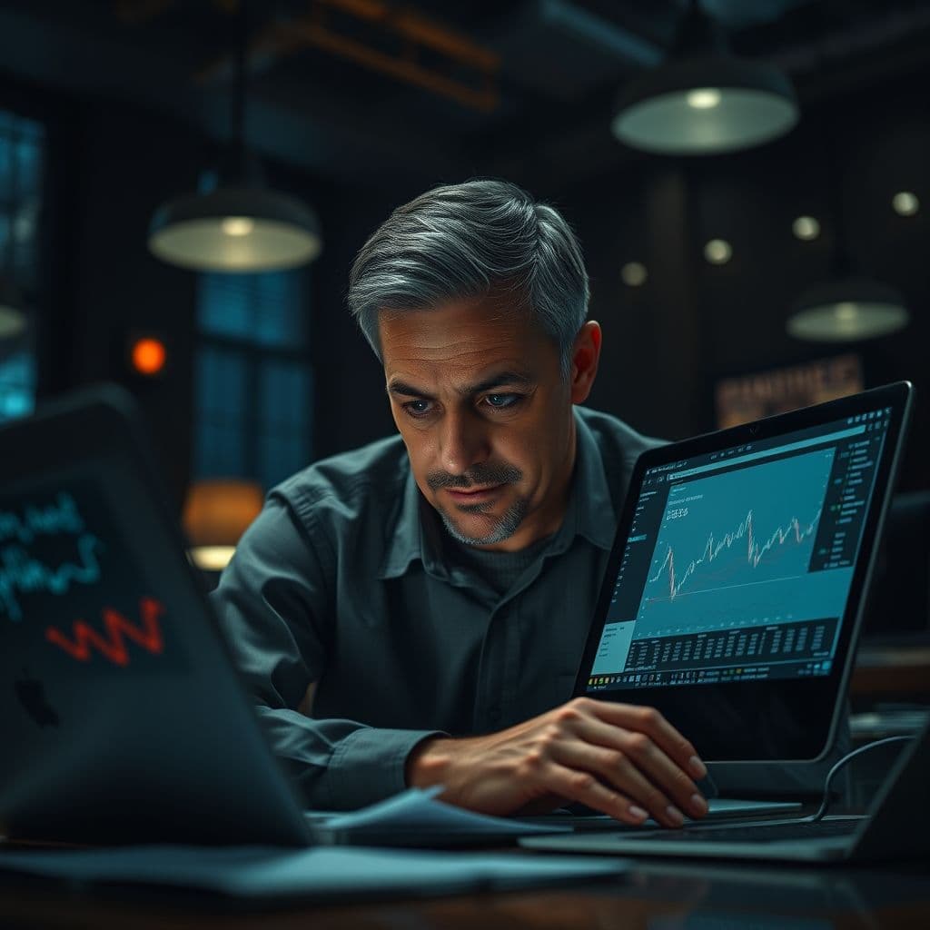 A frustrated investor looking at a confusing Roth IRA dashboard on a laptop.