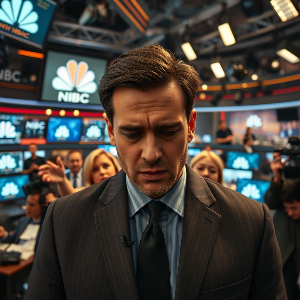 A professional in a high-stress environment experiencing a panic attack with supportive colleagues nearby.