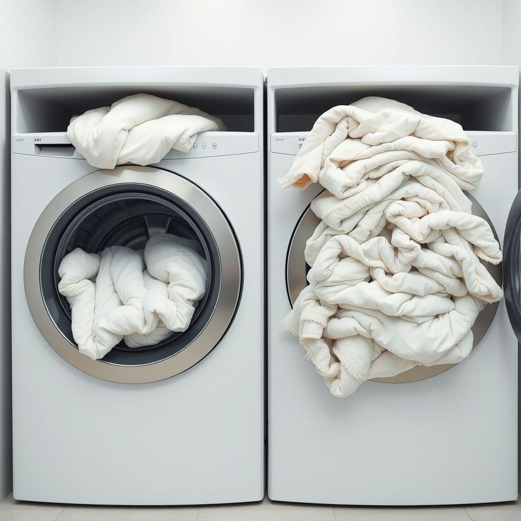 Comparison of properly and improperly loaded washing machines