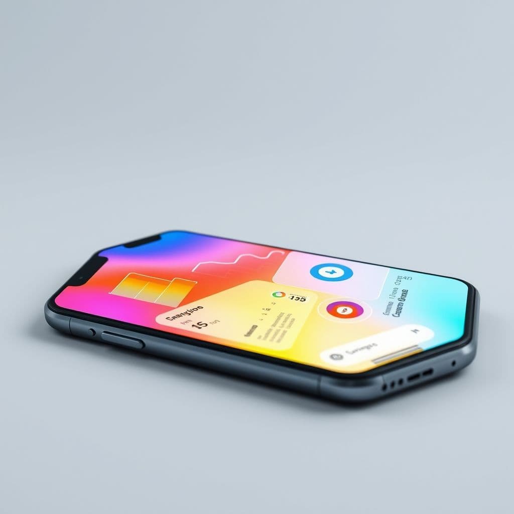 A mock-up of a budgeting app dashboard on a smartphone.