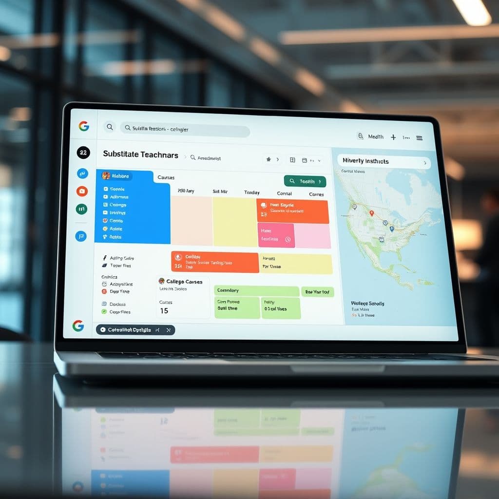 A mock-up of a SaaS dashboard for student substitute teachers.