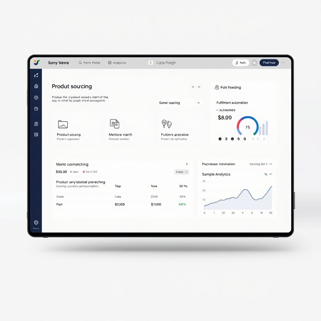 Conceptual interface of dropshipping SaaS dashboard