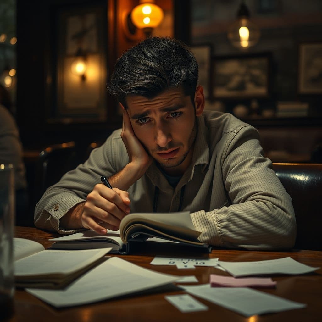 A frustrated person trying to manage their time with a messy planner.