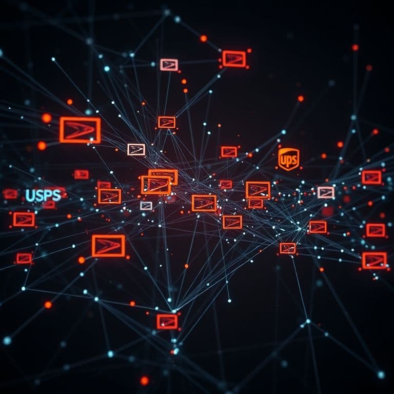 Visualization of package logistics chaos with multiple carriers and failed handoffs