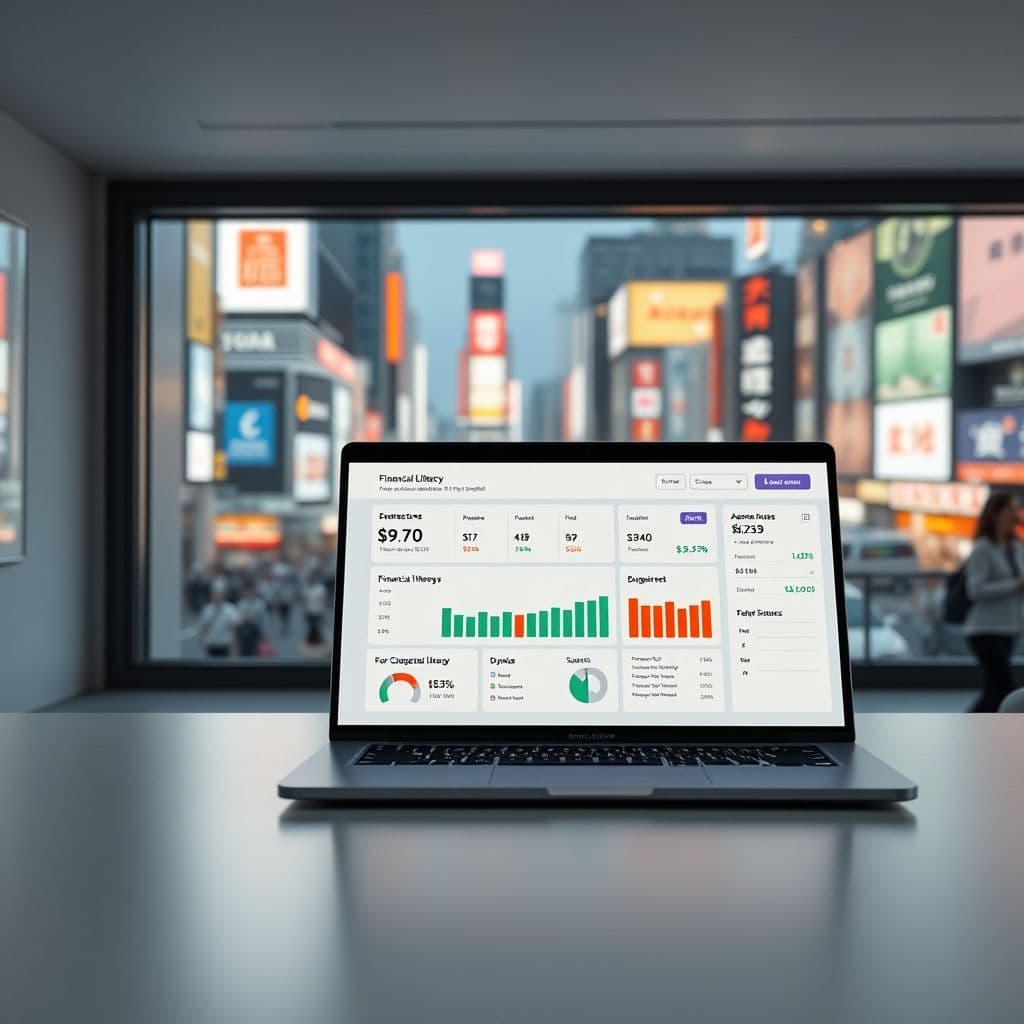 Mock-up of a financial education SaaS dashboard.