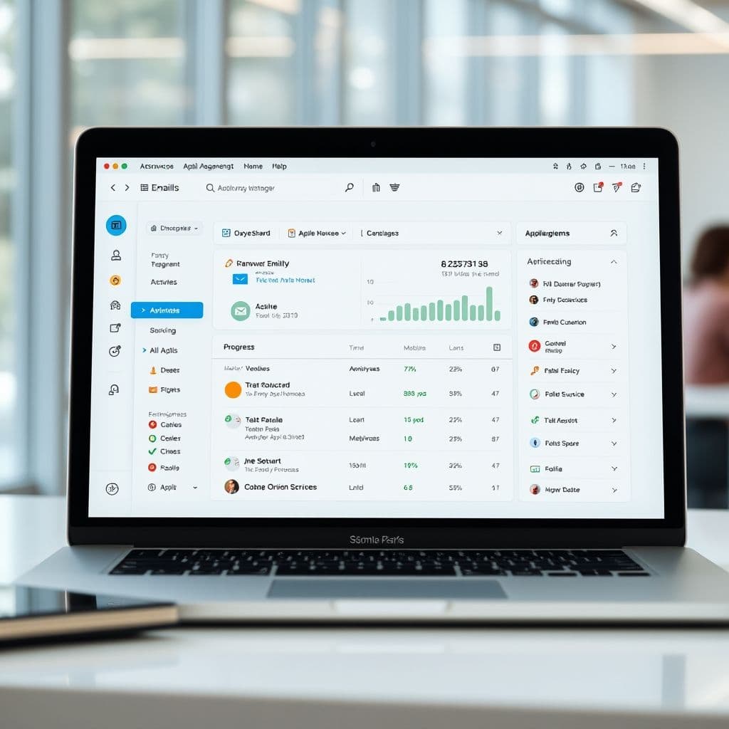 Conceptual interface of an email management SaaS dashboard.