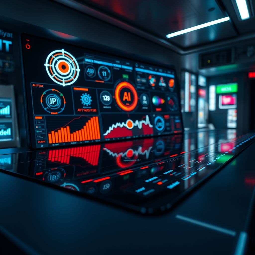 A futuristic dashboard displaying various AI tools with user-friendly interface.