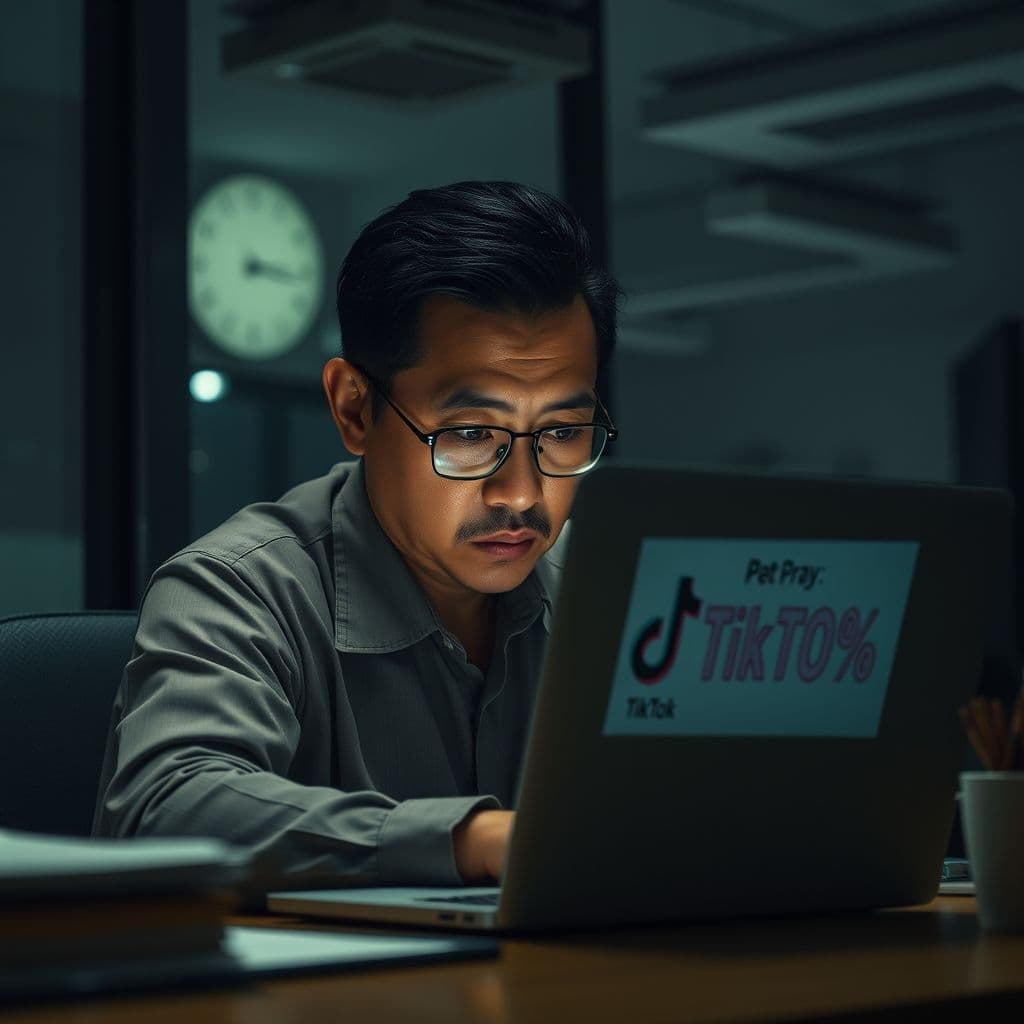 Business owner analyzing TikTok analytics with no success.