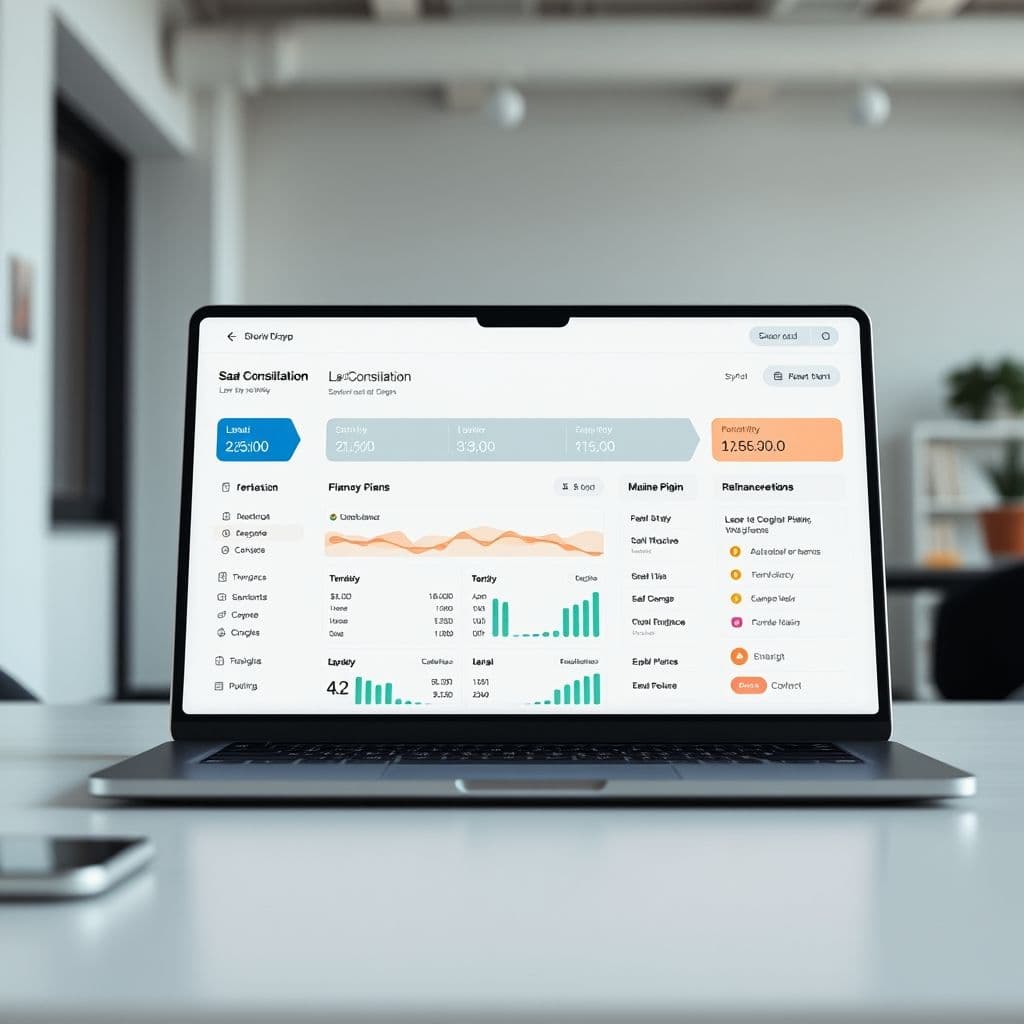 A mock-up of a sleek SaaS dashboard for student loan management.