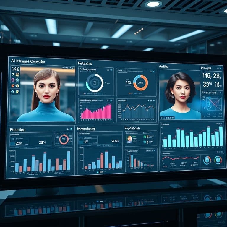Conceptual dashboard for managing multiple AI influencers and campaigns