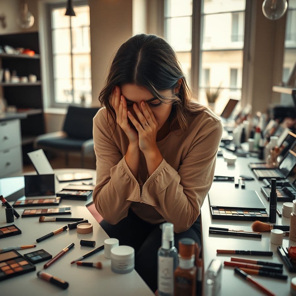A beauty entrepreneur having a breakdown in her salon.