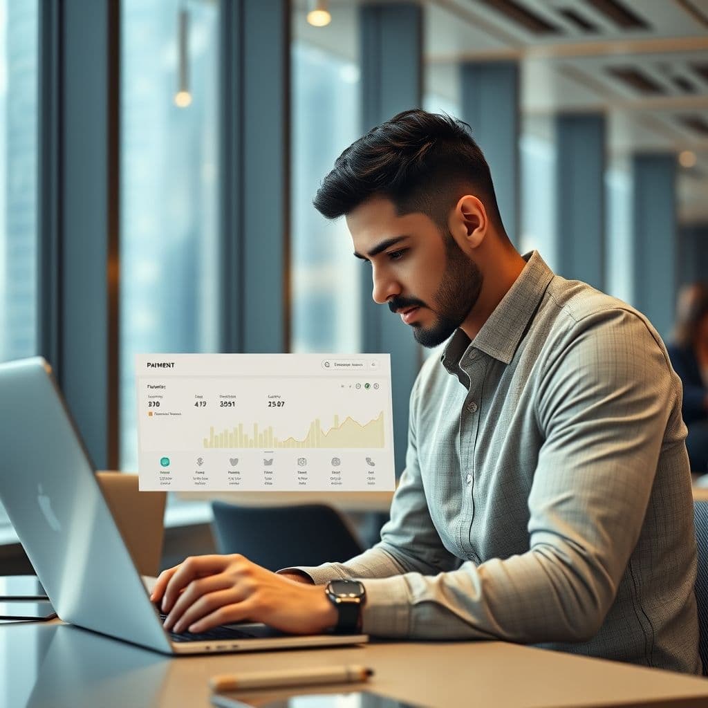 A freelancer in Dubai managing payments on a digital platform.