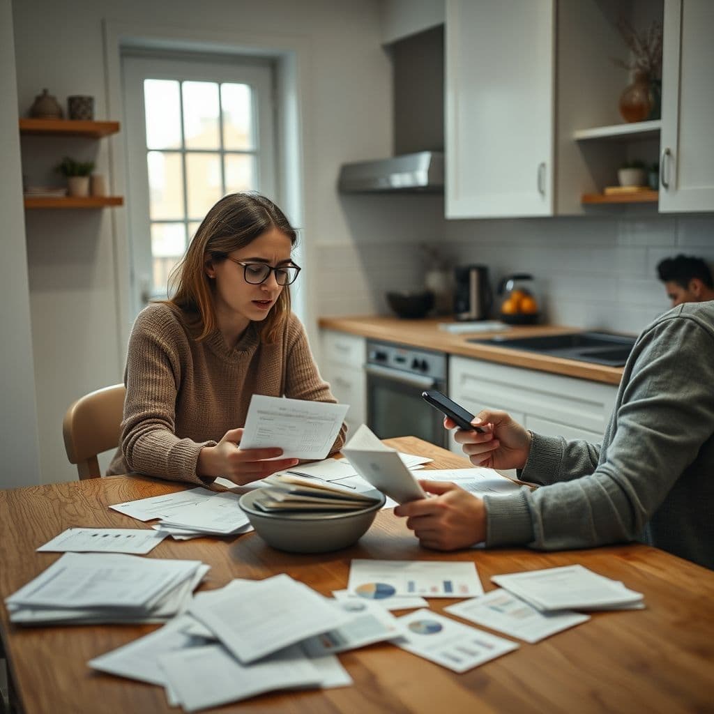 A frustrated parent trying to explain money concepts to a distracted child.