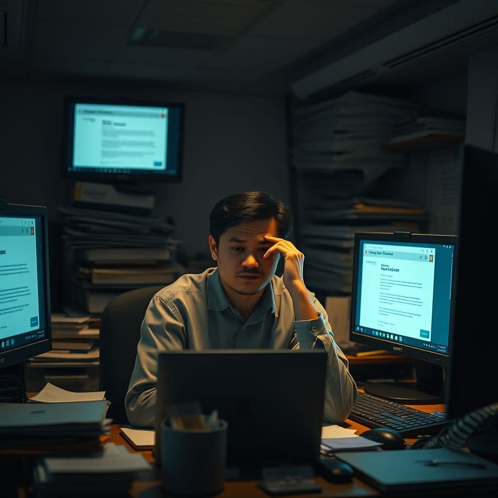 Frustrated professional contemplating a career change to data analytics.